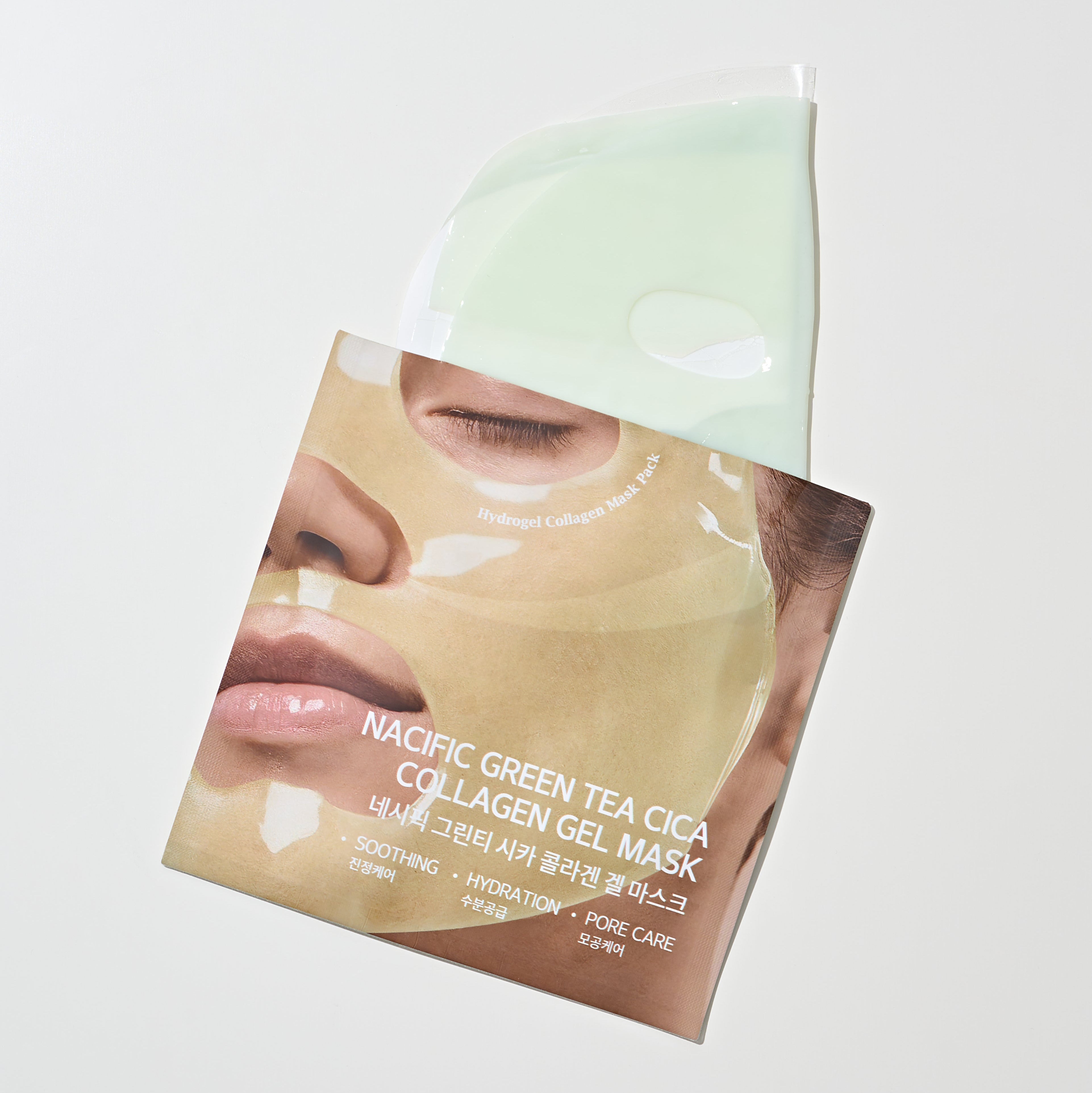 Nacific Green Tea Cica Collagen Gel Mask packaging on a white background