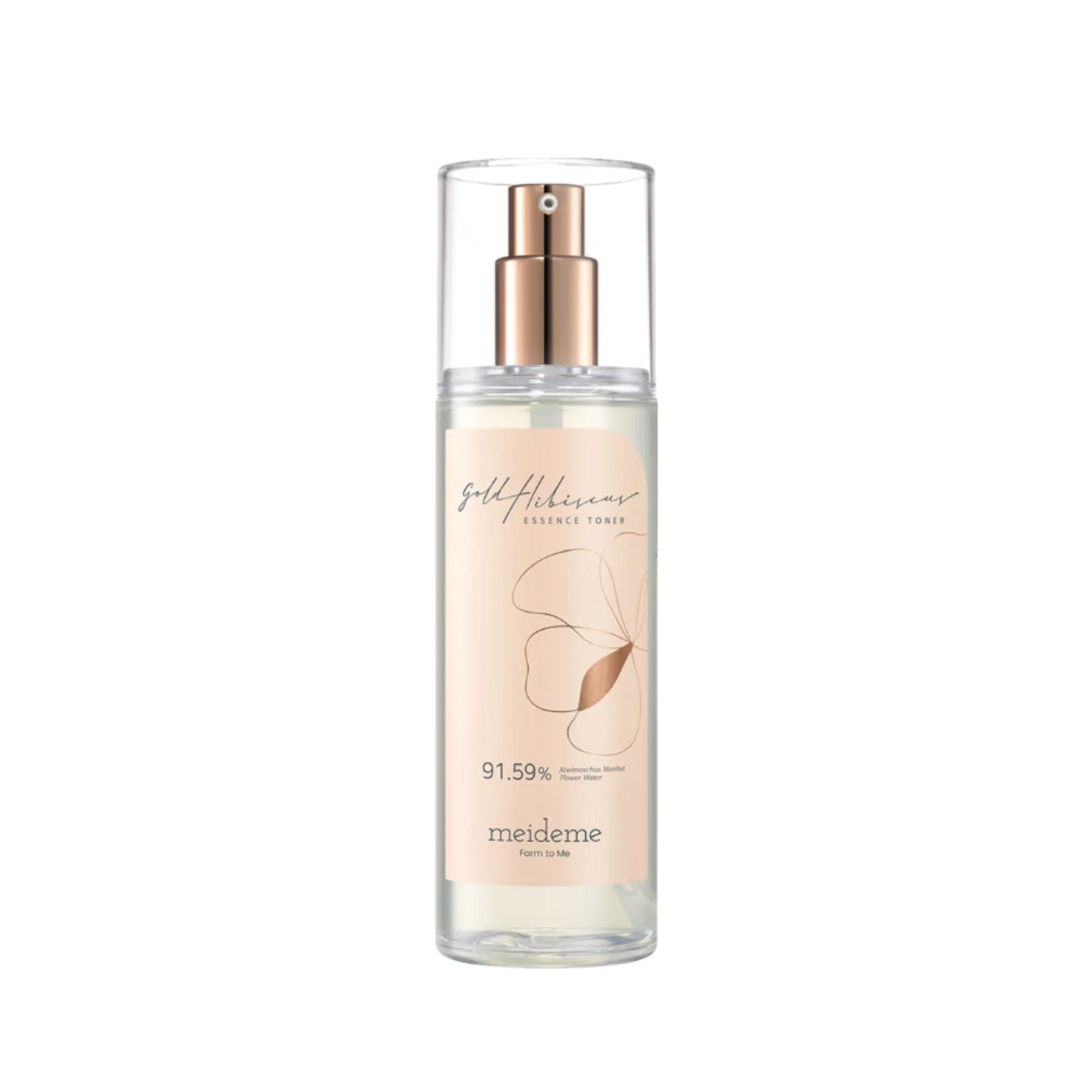 Skincare bottle with a pink label on a white background