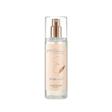 Skincare bottle with a pink label on a white background