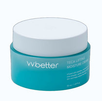 Blue jar of wbetter Teca Lifting Moisture Cream on a white background