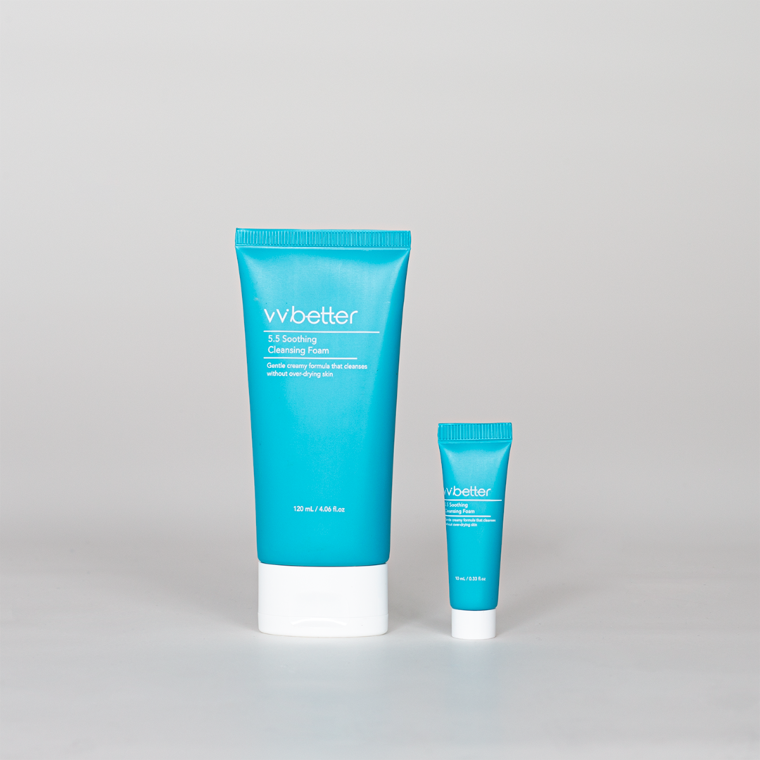 Two blue tubes of wvbetter product on a gray background