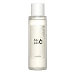 A clear cylindrical bottle of Cellmoda Ginger 6 facial toner with a white cap and a minimalist white label, shown against a solid light gray background.
