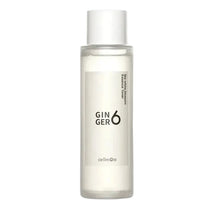 A clear cylindrical bottle of Cellmoda Ginger 6 facial toner with a white cap and a minimalist white label, shown against a solid light gray background.